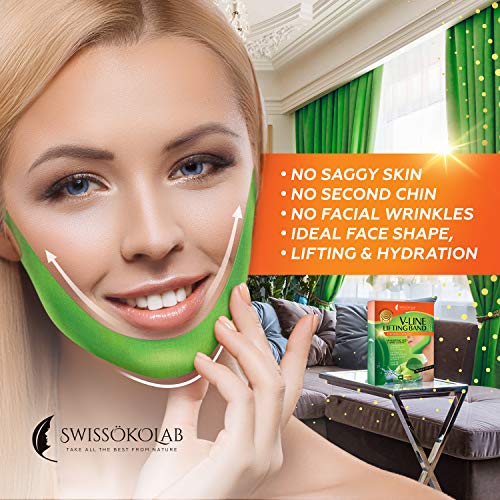 SWISSÖKOLAB V shape lifting up Face Mask Chin Up Patch Double Chin Reducer Chin Contour Tightening Firming Face Lift Tape Mask V-Line Neck Lifting Patches V Shaped Slimming Face Mask 5 pcs - Thumbnail 3