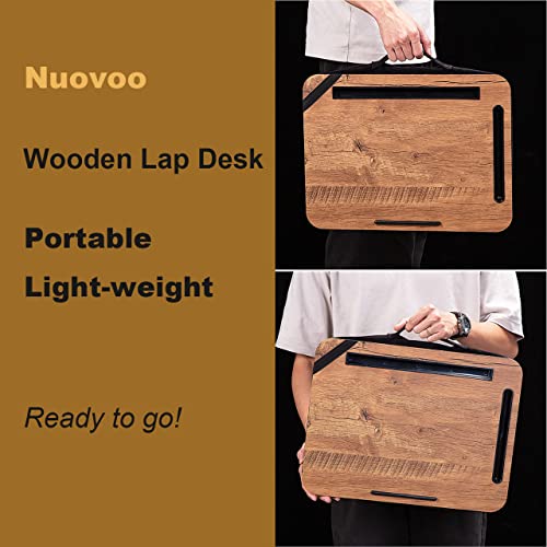 Nuovoo Laptop Lap Desk With Cushion, Portable Laptop Pillow Lap Desk With Pen Slot For Writing, Fits Up To 15.6 Inch Laptop, Wooden Computer Lap Desk For Bed Sofa Home Office Students Use #TOP2