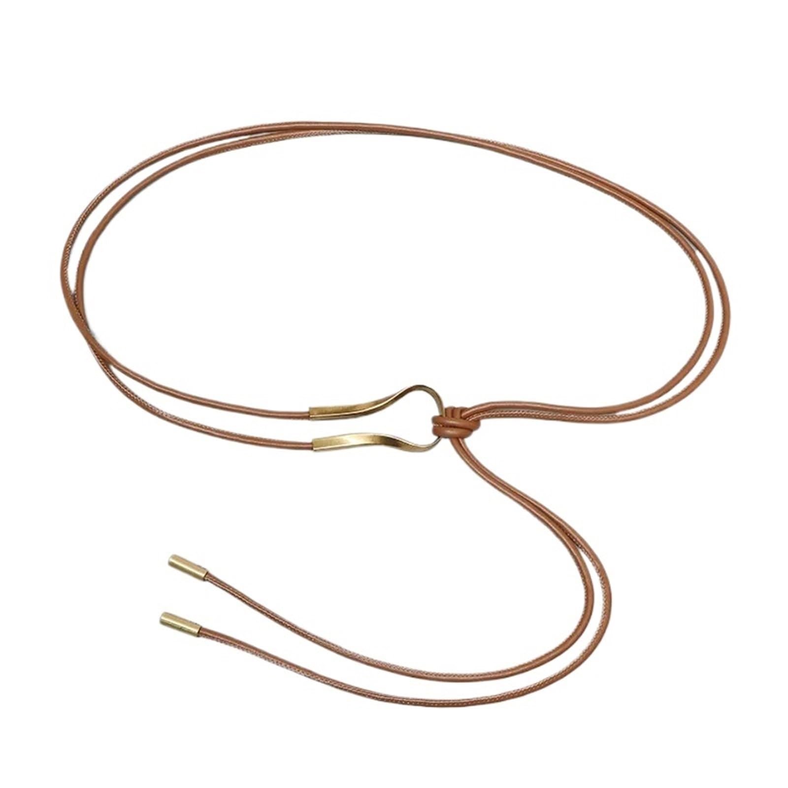 cinturon mujer Cadena de cintura cuerda cuero con nudo trenzado hueco, funda simple