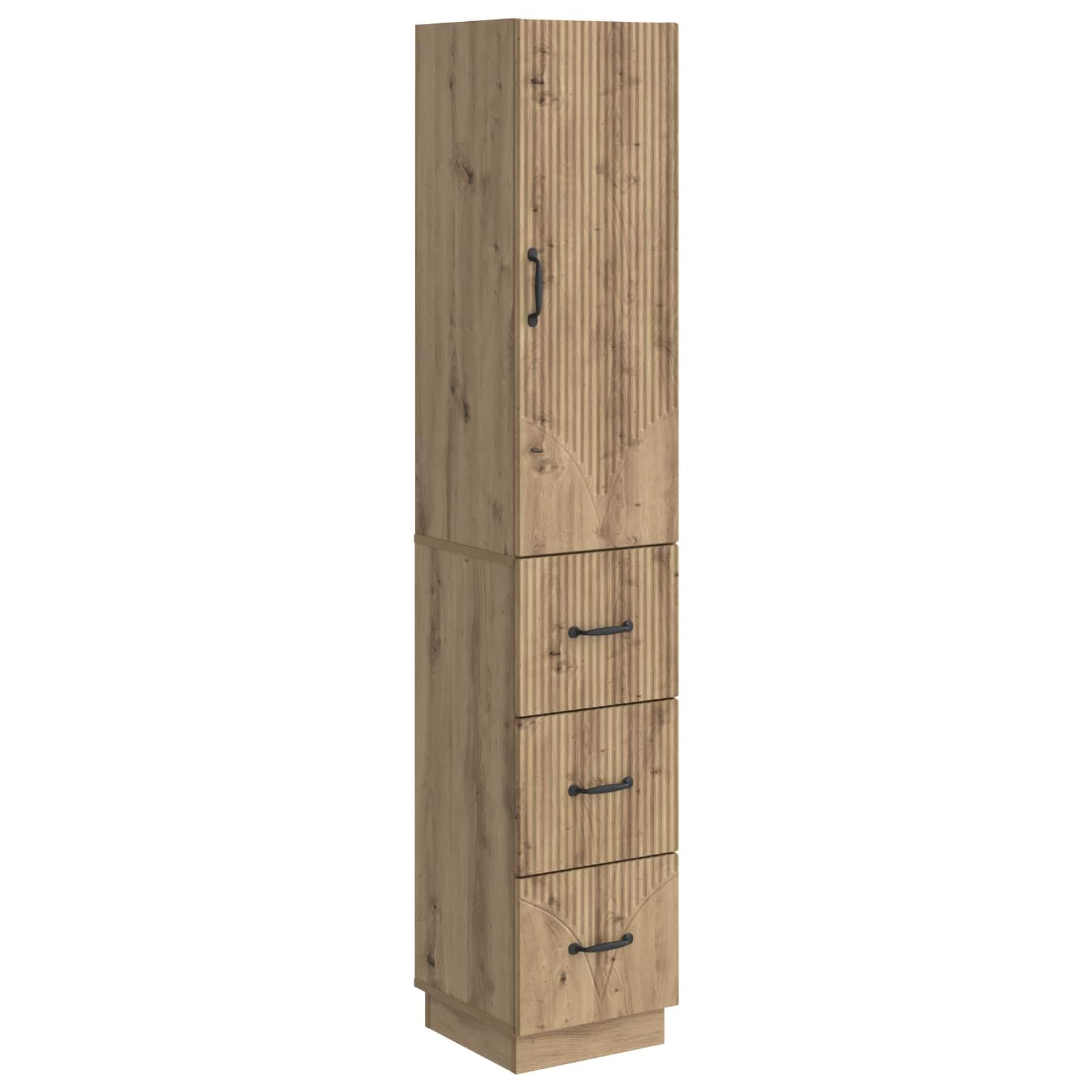 Armoire en chêne et commode 3 tiroirs pour un couloir et un bureau parfaitement ordonnés