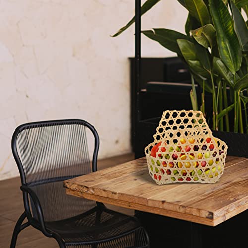 Cesta de frutas para encimera con asas integradas, frutero de mimbre multifuncional 7