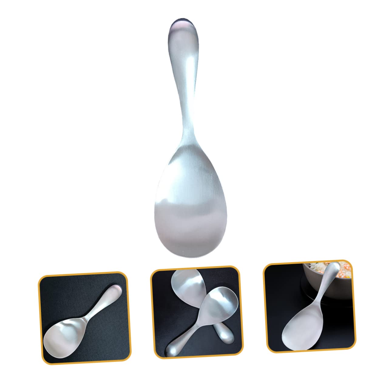 OUNONA Wear Resistant Stainless Steel Rice Spoon Convenient Kitchen Rice Paddle for Home Restaurant and Hotel Use Accessory