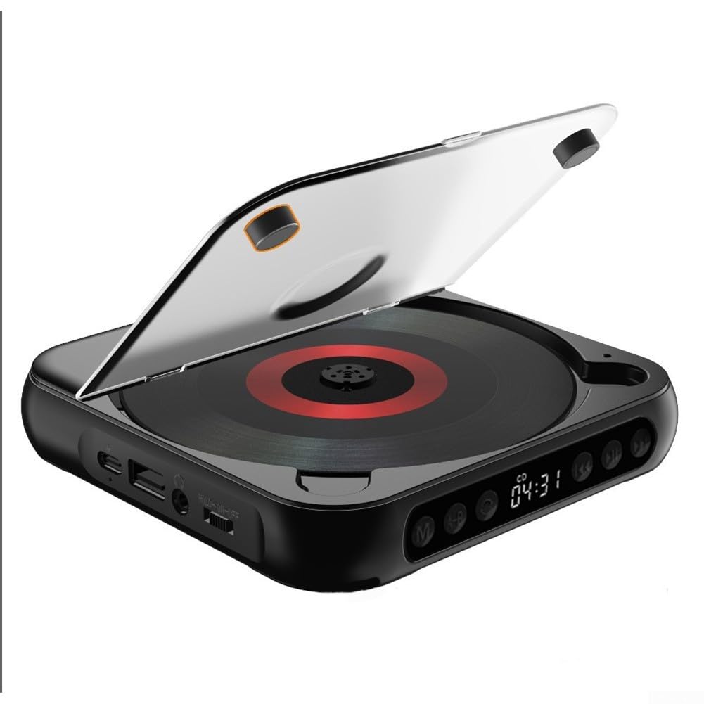 Lettore CD portatile ricaricabile 2000 mAh anti-skip AUX USB MP3 disco per walkman per casa, auto, viaggi, musica all'aperto (918 è nero)