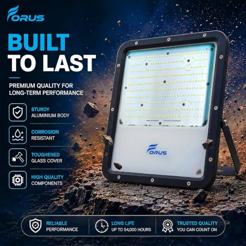 Image of Forus 250W LED Flood Light, IP67 Waterproof Outdoor LED Floodlight, 4-Yr Warranty High Mast Focus Natural White Light, Halogen Replacement for Factory, Garage, Parking, Field, Garden, Shop (1 PC)