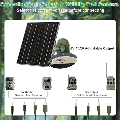Image of FUTUREZEN 10W Solar Panel for Trail Cameras, DC & USB-C Solar Charger with 10400mAh Battery, 6V /12V Adjustable Output, IP66 Waterproof, 9.8ft Cable