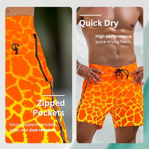 Tucann Men's Trunks 5" Compression Liner Quick Dry Zipper Pocket Chlorine Resistan 4 Way Stretch Faded Swim Shorts for Men2