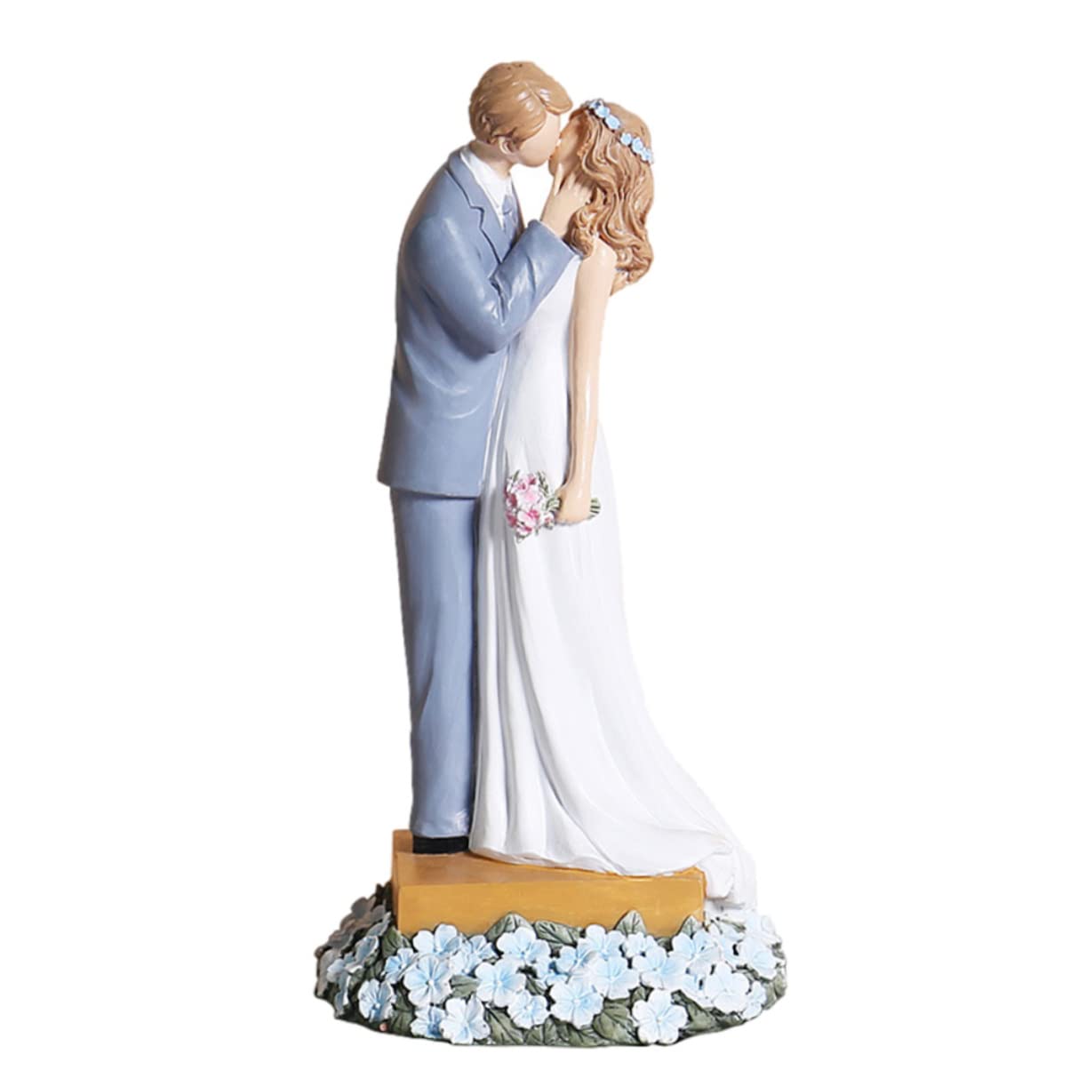Kreative Hochzeitsdeko Statue aus Kunstharz Blau Brautpaar | Kussmotiv, Leicht und Wasserfest, Rostfrei und Farbbeständig, Feine Verarbeitung für Hochzeit oder Liebesgeschenk