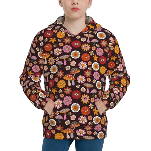 70s Groovy Hippie Retro Kid Hoodies Boys Sweatshirts Girls Pullover with Pocket