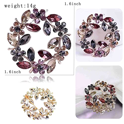 Image of Crystal Pearl Flower Brooches Pins Fashion Beautiful Created Rhinestone Floral Brooch Good Idea for Party Dance Wedding Banquet for Elegant Women Girl