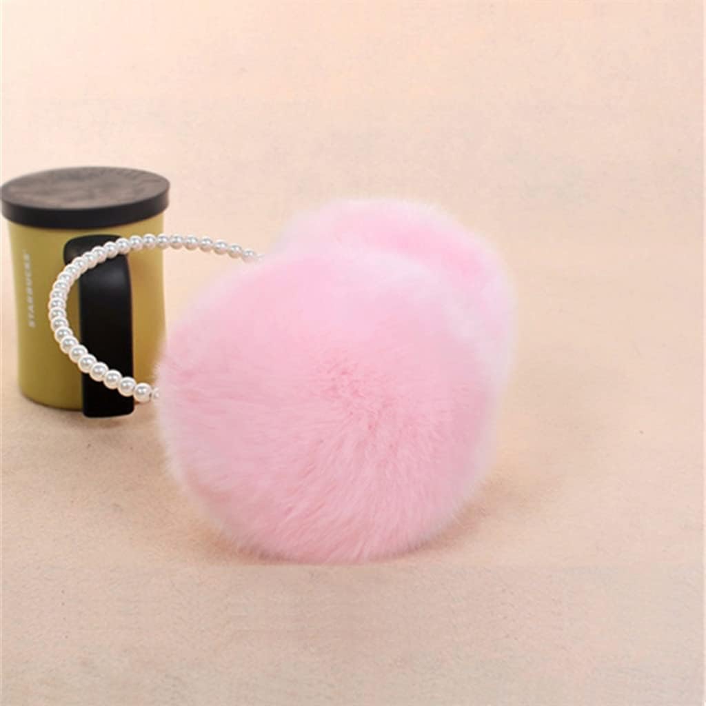 Women Girls Winter Fluffy Plush Earmuffs Thicken Imitation Pearl Beaded Headband Ear Warmer Styling Headwear