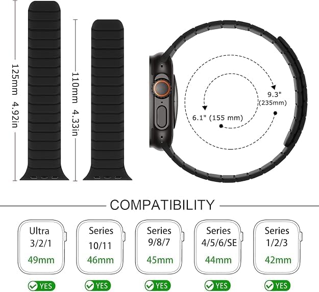 Image of Printme Silicone Sport Magnetic Band Compatible with Apple Watch 42 mm 44 mm 45 mm 46 mm 49 mm, Adjustable Strap for iWatch Series SE Series 1-8, Ultra 2 /3
