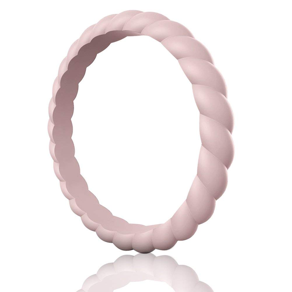 Egnaro Women's Silicone Anniversary Wedding Ring 2.5mm Wide 1.8mm Thick