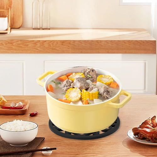 Pssopp Untersetzer aus Silikon, rutschfest, Hitzebeständig, für Moderne Küchenarbeitsplatten oder Tischplatten, Hot Pads für Heiße Gerichte, Töpfe und Pfannen (schwarz) (Black)