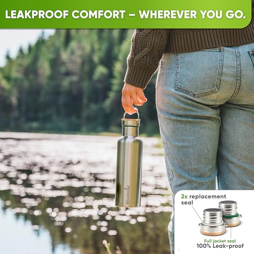 Blockhütte Vacuum Insulated Stainless Steel Water Bottle I 25 oz I Wide Mouth Metal Bottle for hot and cold drinks I BPA-Free I for Travel, School I Kids, Adults, Water Canteen, Sports, flask