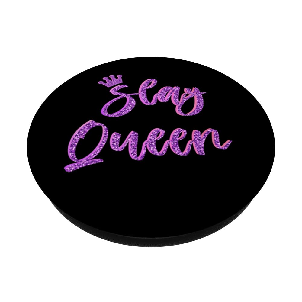 Slay Queen Girls Womens Top PopSockets Adhesive PopGrip, Black - Image 2