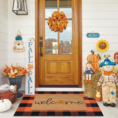 Amazon.com: Nuanchu 2 Pcs Fall Rug for Front Porch Decor Doormat Combo ...