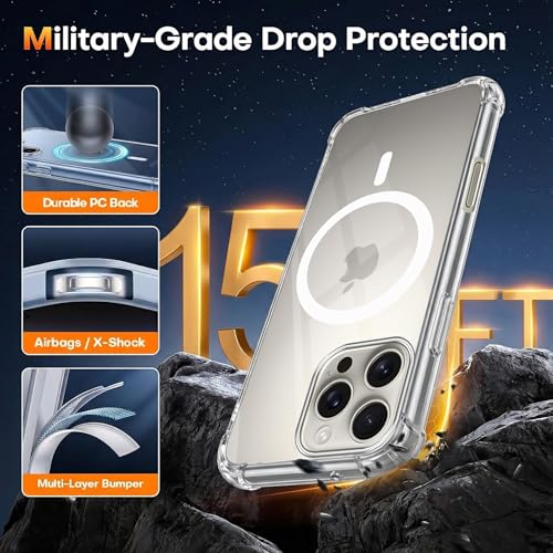Image of Jkobi Shockproof Crystal-Clear Back Cover for Apple iPhone 16 Pro Max (Magsafe Wireless Support | Drop & Camera Protection | Hard Polycarbonate)