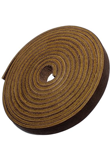 Tofl Genuine Top-Grain Leather Strap | 72 Inches Long | 3/8 Inch Wide | 1/8 Inch Thick (7-8 Oz) | 1 Leather Strip For Diy Arts & Craft Projects, Clothing, Jewelry, Wrapping | Brown #TOP24