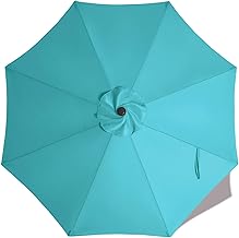 ABCCANOPY 9ft Outdoor Umbrella Replacement Top Suit 8 Ribs (Turquoise)