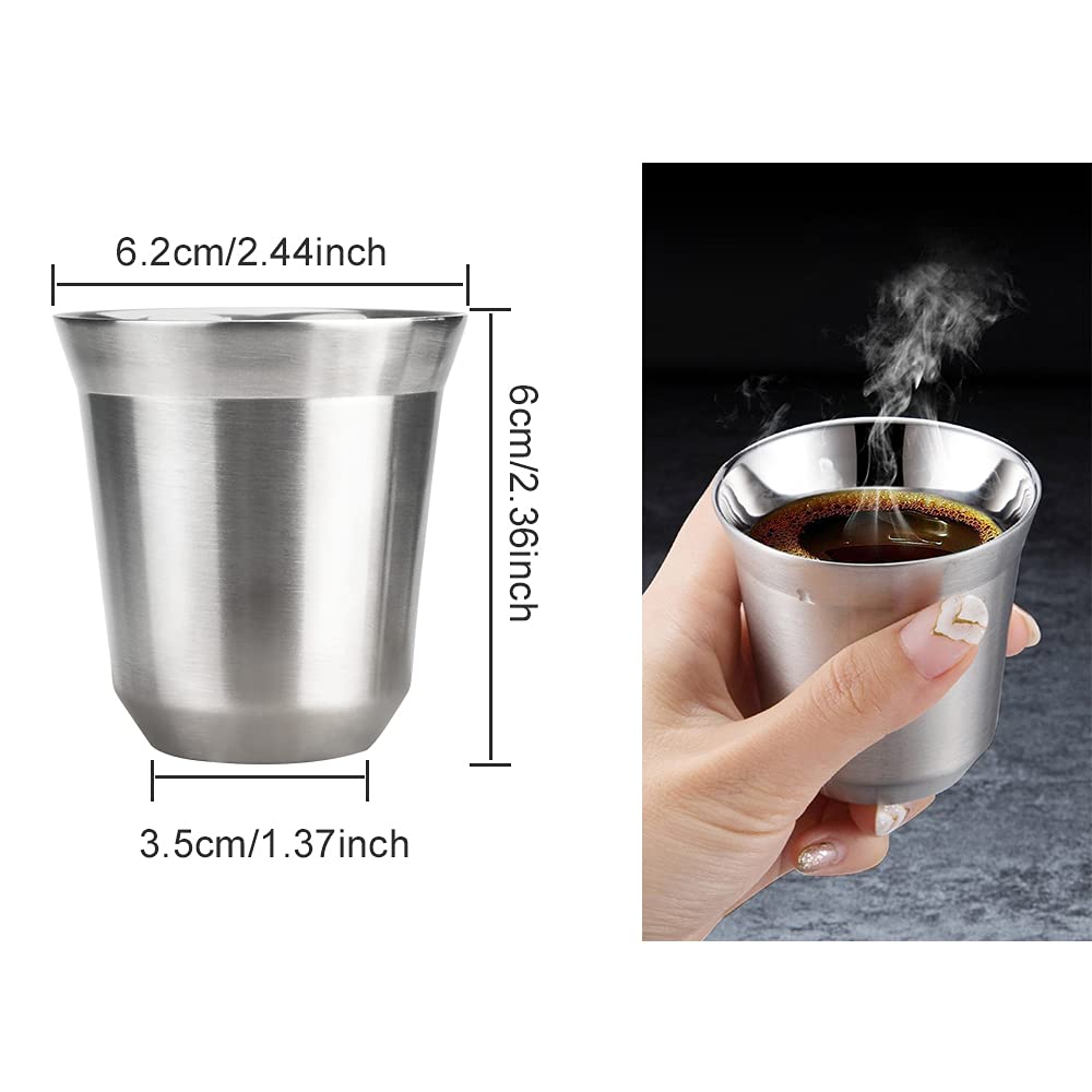 Mumusuki Tazza Da Caffè In Acciaio Inox 304 A Doppio Strato - Termica, Design Ergonomico, 62 Mm (Oro / Nero Opaco)