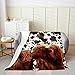 Highland Cattle Fleece Throw Blanket for Kids Girls Bed, Milk Cow Skin Fur Print Fuzzy Blanket All Season Rustic Western Animal Bed Blanket, Room Decor Plush Blanket, Throw 50