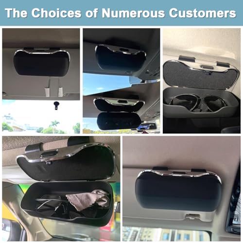 Image of Sunglasses Holder for Car, Enclosed Dust Proof Glasses Storage Case with Quick Release Button, Car Interior Organization, Black