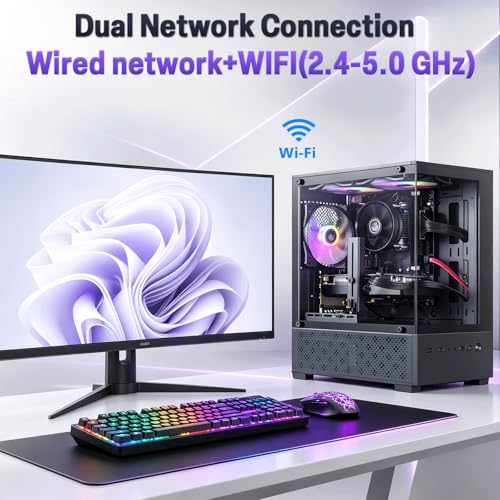 Image of ZER-LON Gaming PC Desktop Computer, Ryzen 3 4Cores up to 4.0GHz Towers PC | 16G RAM, 512GB SSD, WiFi, Prebuilt Gaming PC Tower Computer for Game Design and Office