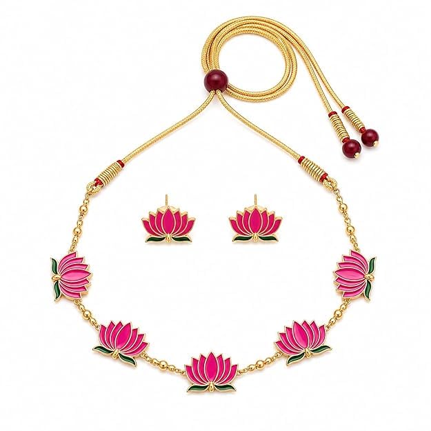 Necklace Set for Women | Gold Plated Choker Set | Traditional Jewelry Set with Matching Earrings | Jewellery Set | Gift For Women | Ideal for Weddings, Parties & Festive Occasions-picture-46