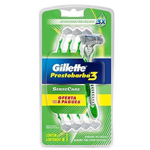 Aparelho de Barbear Prestobarba 3 SenseCare com 8 Unidades, GILLETTE, GILLETTE