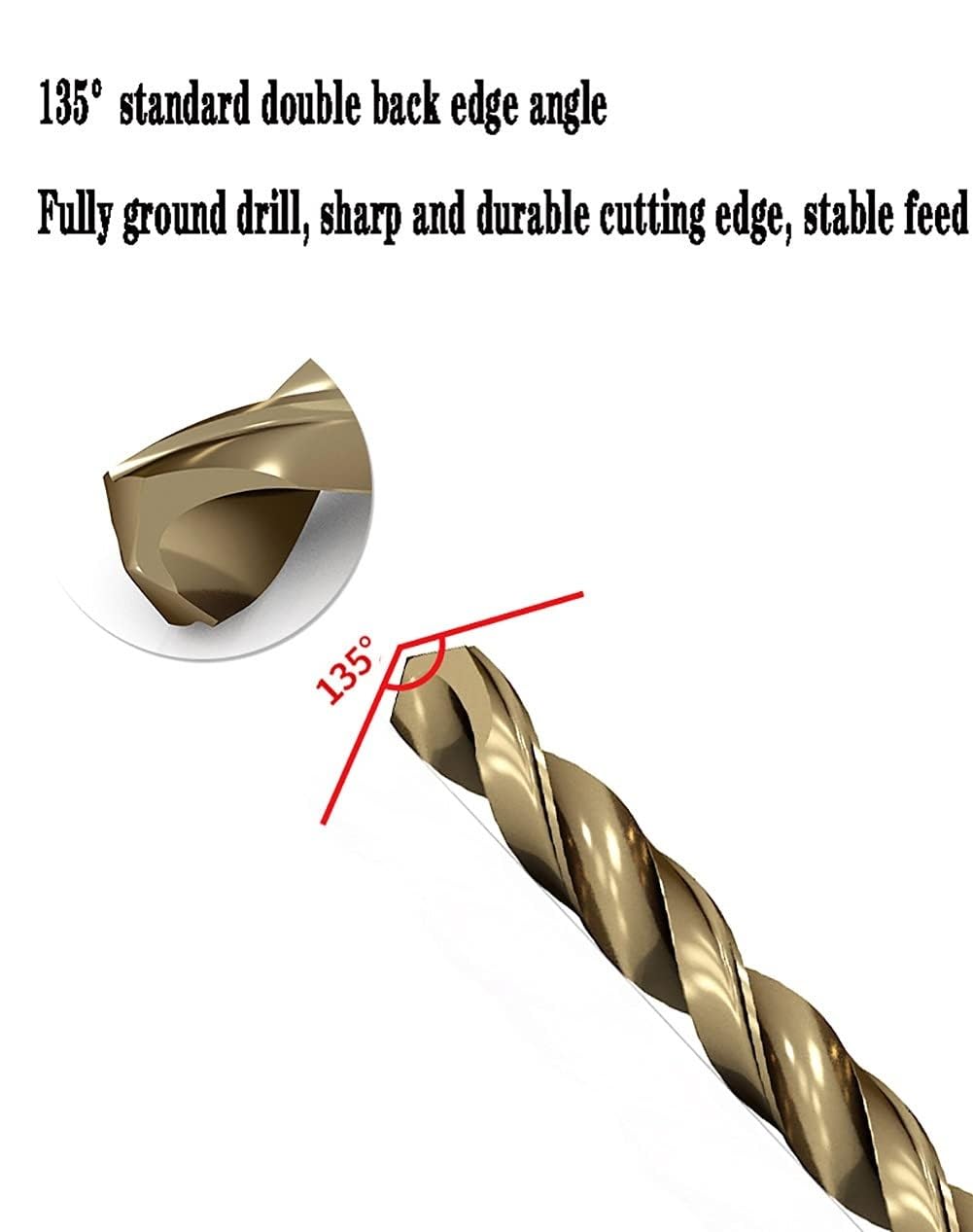 Wiertła kręte, wiertła do metalu, 2 szt. 5,0~6,9 mm kobalt, M35 HSS Gold Długość 132~400 mm Zestaw końcówek krętych do twardego metalu, stali nierdzewnej, żeliwa(6.0 * 500mm)