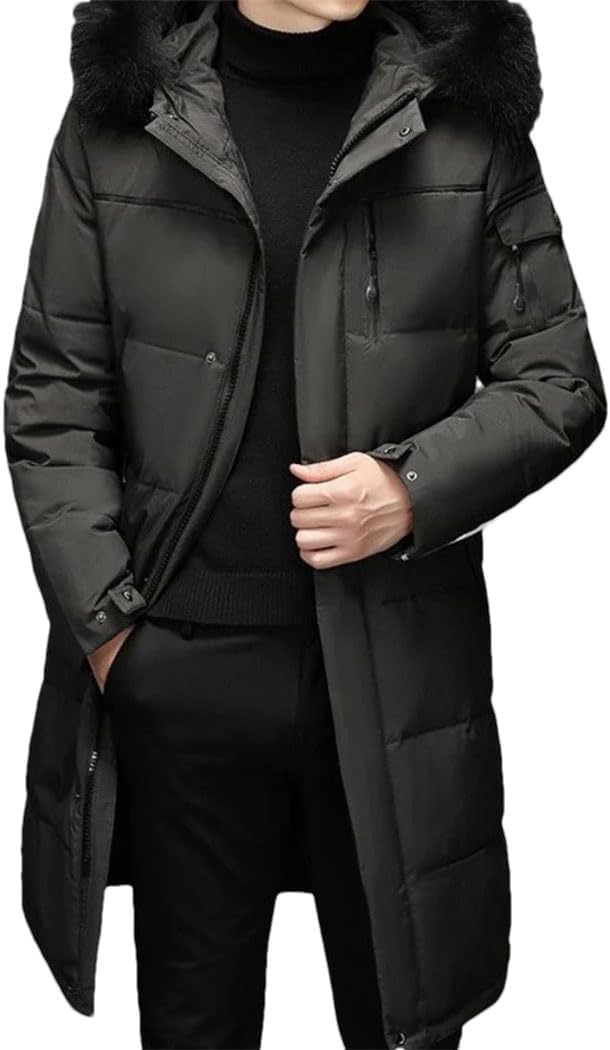 Haitpant Men Winter Down Coat Casual Long Parka Overcoat Outdoor Warm Thick White Duck Down Jacket Hooded Puffer Jackets