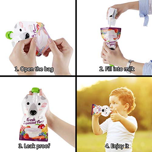 8 Pack Baby Food Pouches, Messar 200Ml Large Reusable Weaning And Feeding Fill Pouch Bags Animal Pattern Double Zipper Squeeze Pouches Freezer Storage For Babies, Toddlers And Kids #TOP3