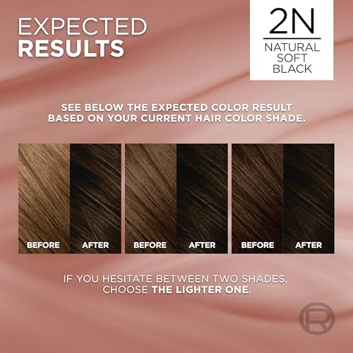 Image of L'Oreal Paris Excellence Universal Nudes Permanent Hair Color, Ammonia Free Hair Dye for Gray Hair Coverage, 2N Natural Soft Black, 1 Hair Dye Kit