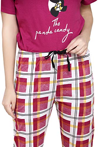 Image of Evolove Women's Cotton Round Neck Short SleevesNight Suit Set /Top Pyjama Set Super Soft Comfortable (Nightsuit-Round-HS-4)