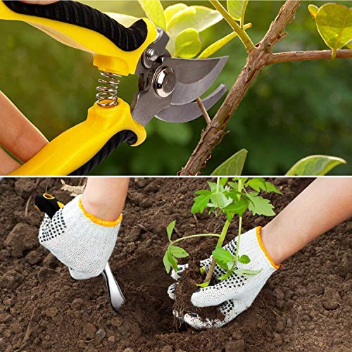 amzdeal Garden Tool Set 34Pieces Chrome-Plated Aluminum Alloy Gardening Tool Kits Indoor and Outdoor Hand Planting Kit with Ergonomic Handle for Women/Men/Gardeners