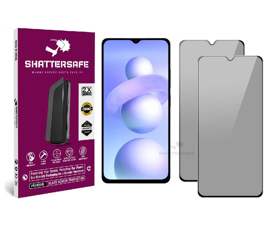 Image of Anti-Spy Privacy Tempered Glass For Poco M4 5G / M5 / C50 / C31 / M2 Reloaded [Pack of 2]. Anti-Scratch, Edge-to-Edge Protection With Easy Installation Kit & Case Friendly Fit.