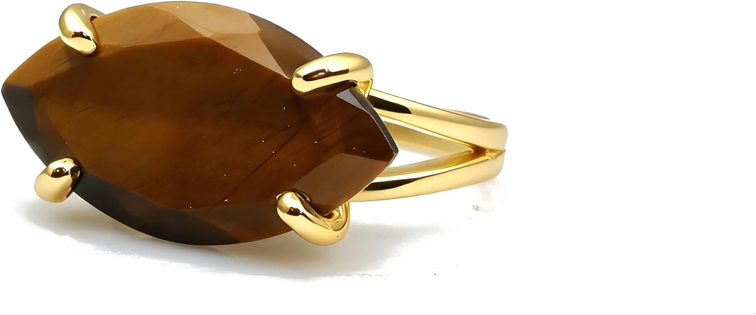 Tiger Eye Ring - 14k Gold Filled Custom Gem Rings - Wedding, Engagement, Fashion, Promise Rings for Women - Custom Size and Material