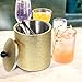 Ice Bucket with Lid 2.8L Double Wall Stainless Steel Keeps Cold Longer Easter Party, Insulated Gold Ice Bucket with Tong and Strainer for Parties Cocktail bar, Wine