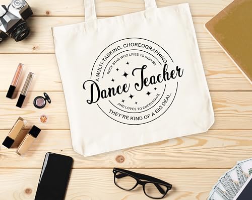 Image of Teacher Canvas Tote Bag, Dance Teachers Definition Tote, Dance Teacher Appreciation Gift Bags, Teachers Stuff Bag, Retirement Gifts for Women, Shoulder Bags Gifts for Dance Teachers -19