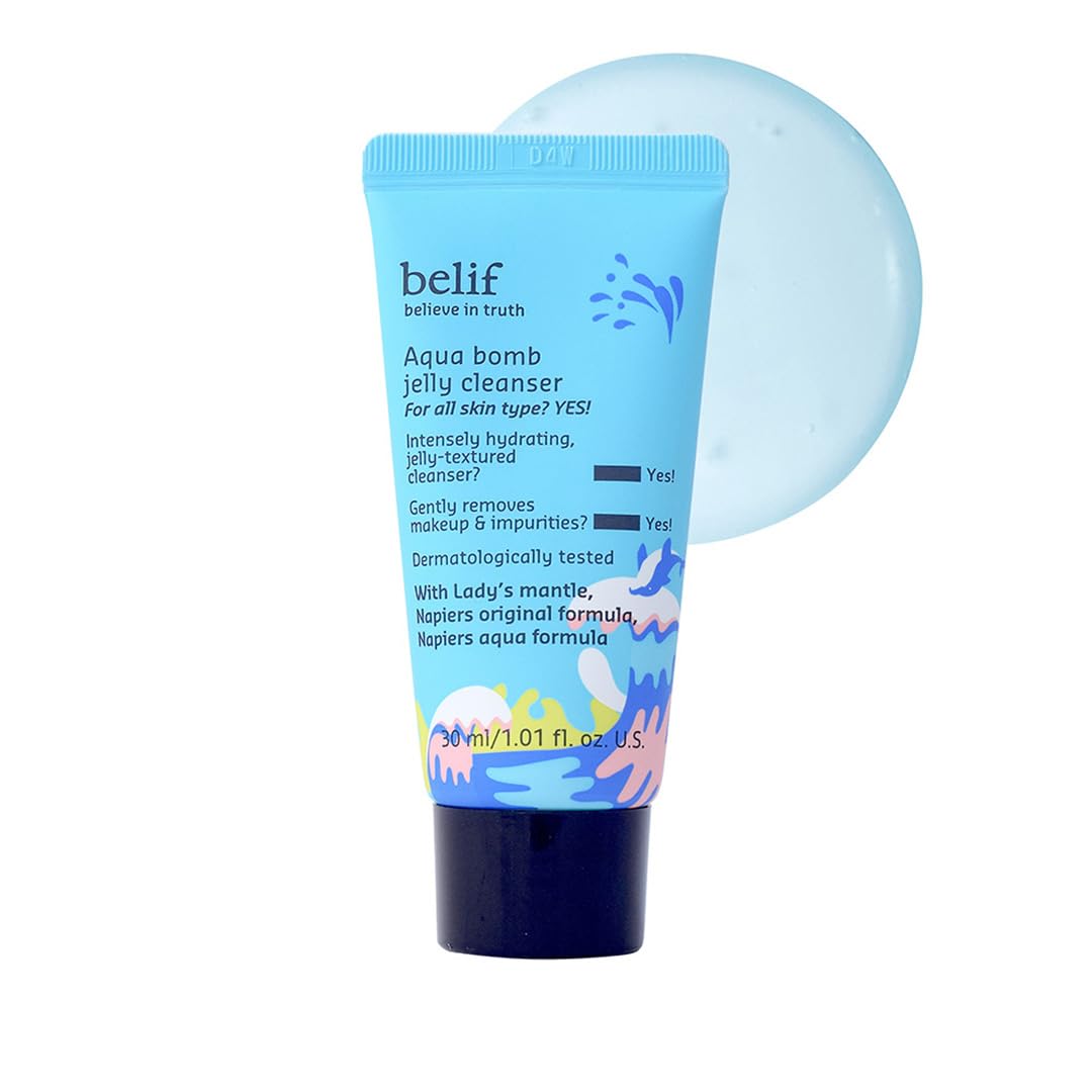 Belif Aqua Bomb Jelly Cleanser 30ML | Hydrating & Gentle Face Wash | Korean Skincare | Makeup Remover for All Skin Types | Vegan & Dermatologically Tested-image-5