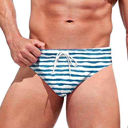 Bañadores Volante Hombre Grandes Bañador Estampado Transpirable de Verano para Hombre, Pantalones Cortos de Traje de baño, Calzoncillos de Traje de baño Ajustados Bañador Hombre (Blue, XL)