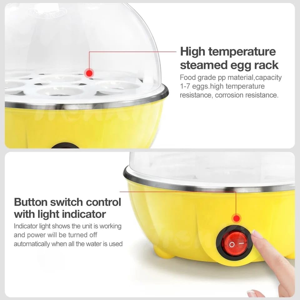 Rapid Electric Egg Cooker, 14/7 Eggs Capacity for Hard Boiled Eggs (Yellow, 7 egg,)