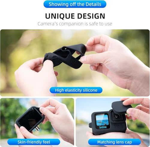 Image of M.G.R.J Silicone Protective Case Cover for Gopro Hero 13, Silicone Sleeve with Lanyard Lens Cap (Black)