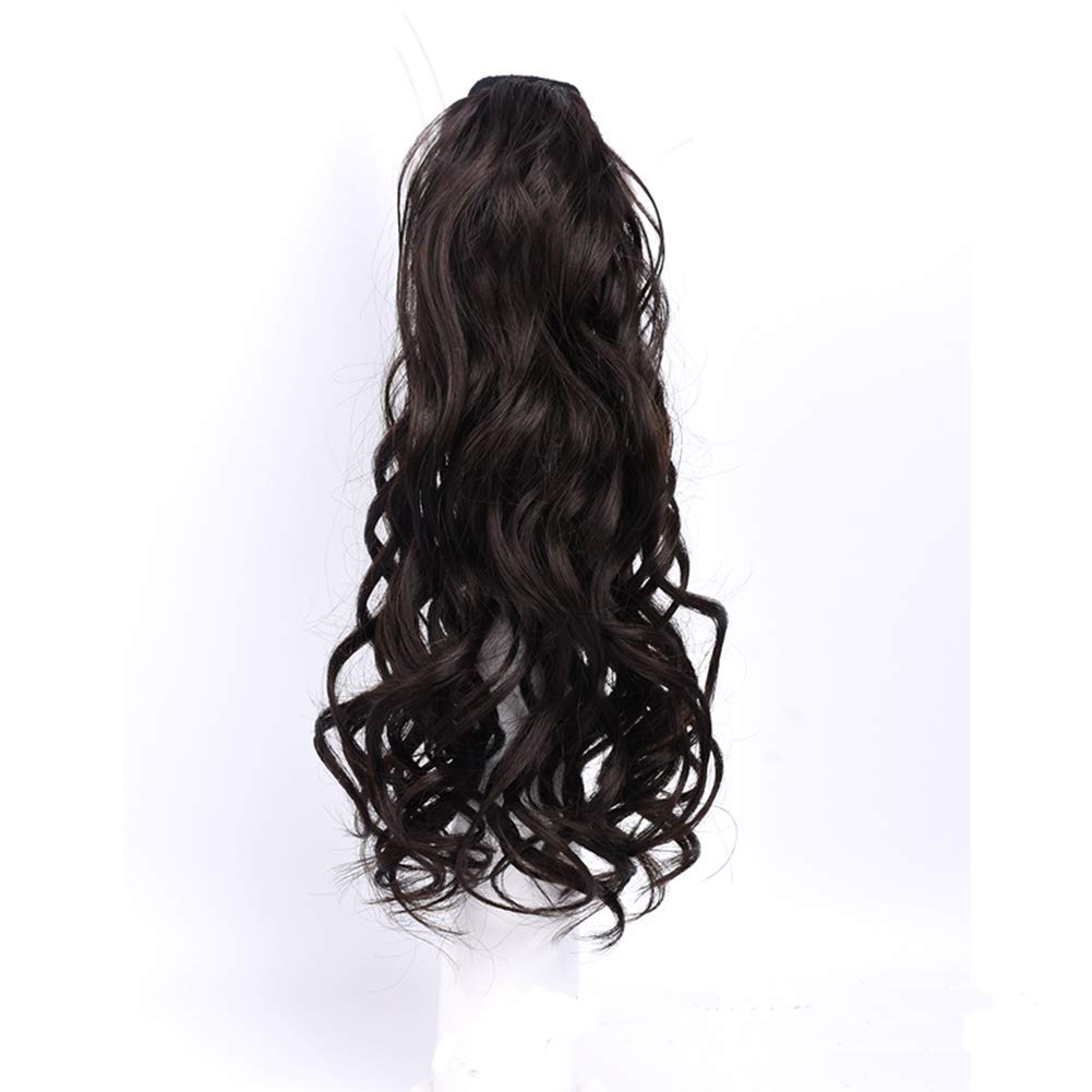 Human Hair Pony Tail Extension 100g Clip in Body Wavy Ponytail Hairpiece Wrap Around One Piece Wiglet by Remeehi 22 Inch 30# Auburn Brown