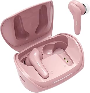 MINUSWIRE Bluetooth 5.0 Wireless Earbuds, True Wireless Stereo Waterproof Headphones, Deep Bass in Ear Sport Earphones with 24hr Playtime, Built in Mic Headsets Smart Touch Control [Pink]