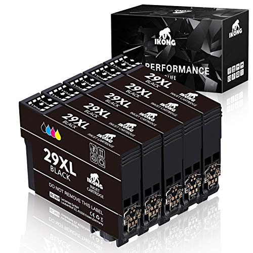 IKONG 29XL Cartouches d'encre Remplacer pour Epson 29 Compatible avec Epson Expression Home XP-235 XP-245 XP-255 XP-247 XP-257 XP-335 XP-342 XP-345 XP-355 XP-432 XP-435 XP-442 XP-445 XP-452, 5 Noir