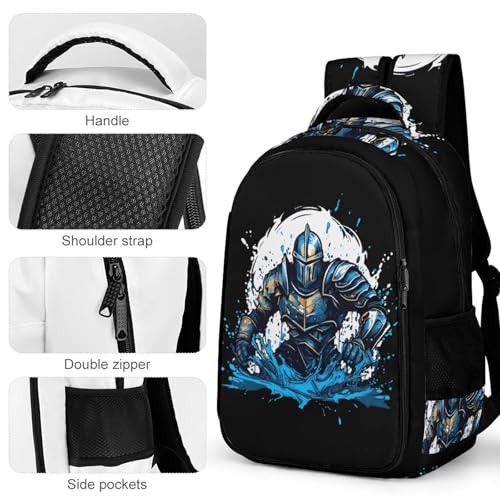 Armored Warrior Medieval Knight Backpack Laptop Bag Casual Daypack Lightweight Travel Bag Work Business Backpack for Adult4