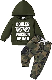 LUVCES Ropa Bebés Niño Estampado Letras Manga Larga Sudadera con Capucha Tops + Elástica Cintura Pantalones 2 Piezas Conju...