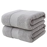 EDQPLL 2 PieceRing Spun Large Bath Sheets, Coton, Draps de Bain, Poids Plus léger, Séchage Plus Rapide, Super Absorbant, Serviettes de Bain surdimensionnées(Gray)
