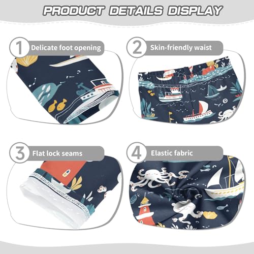 Wusikd Sea Ships Boat Girls' Leggings Toddler Doodles Kids Yoga Pants Dance Active Tights 4T3